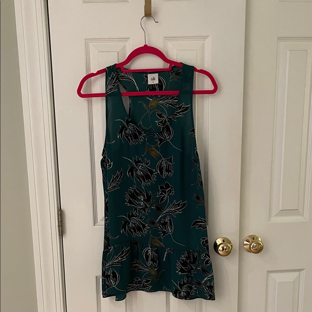 CAbi Teal with Black and Gold Florals Tunic